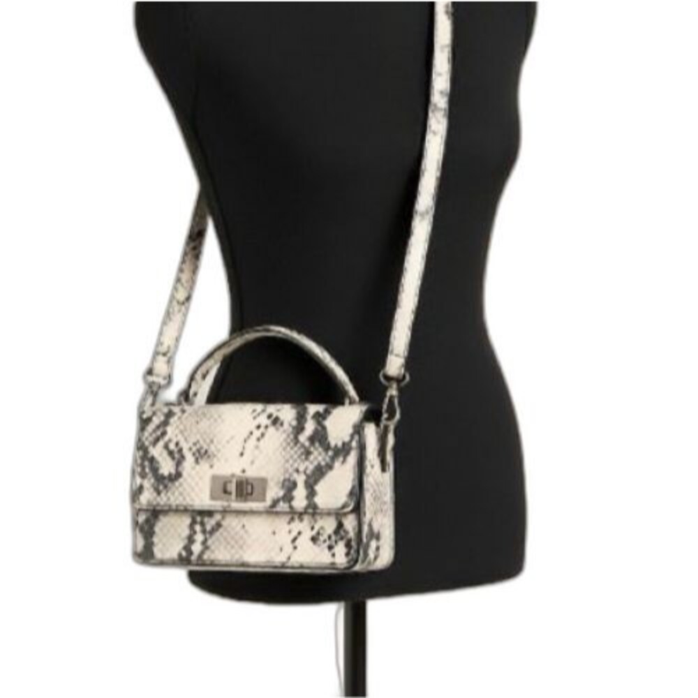 Steve Madden Snakeskin Crossbody Shoulder Bag Turn Lock Faux Leather Small Purse